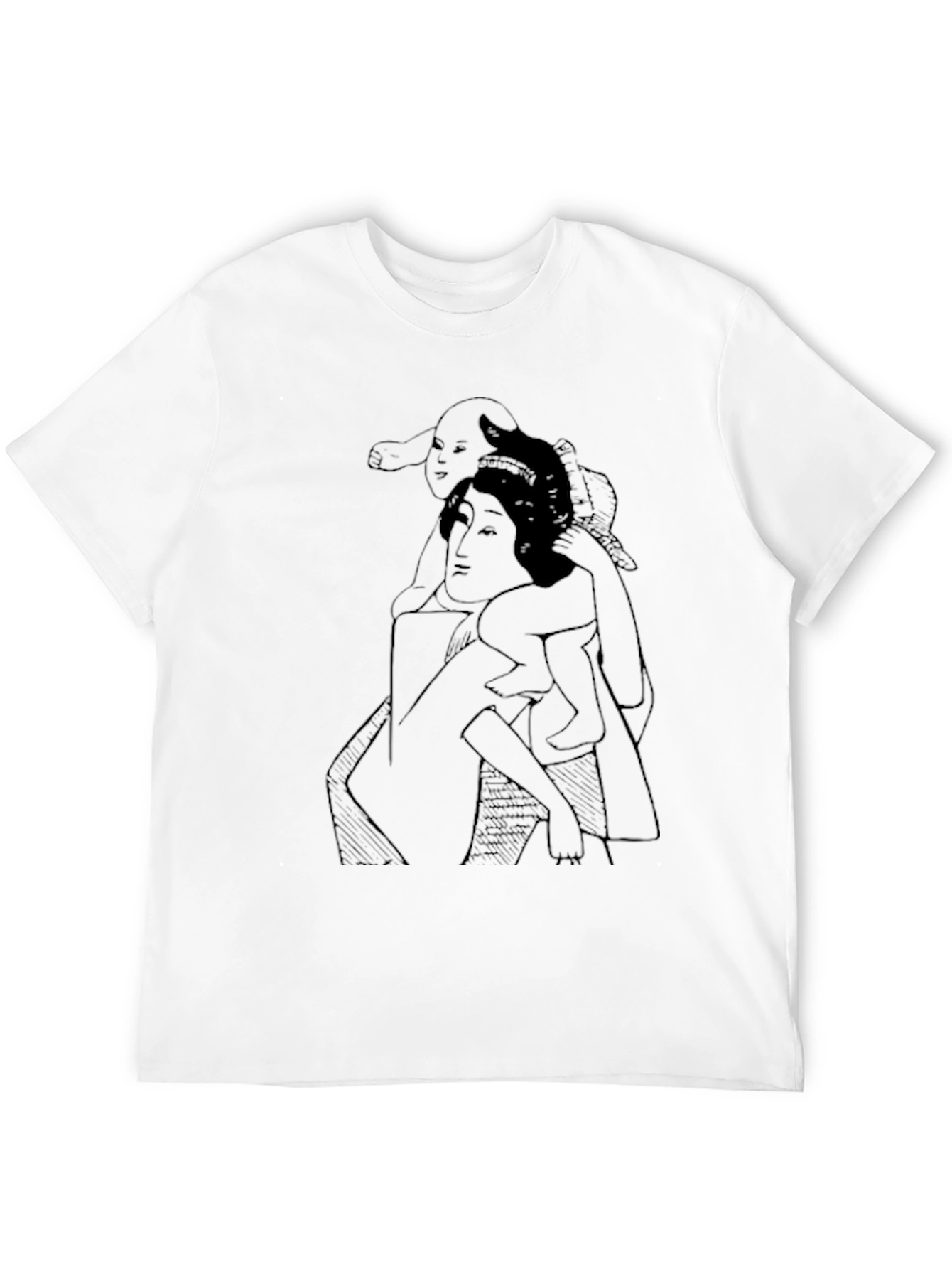 Artistic Mother & Child Graphic T-Shirt