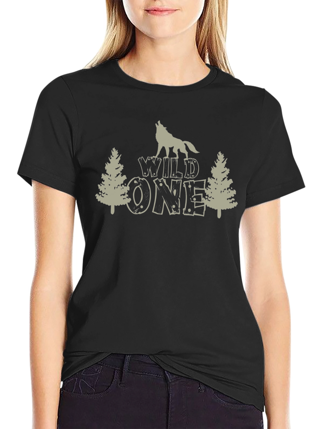 Wild One Wolf Graphic Tee - Black Cotton T-Shirt