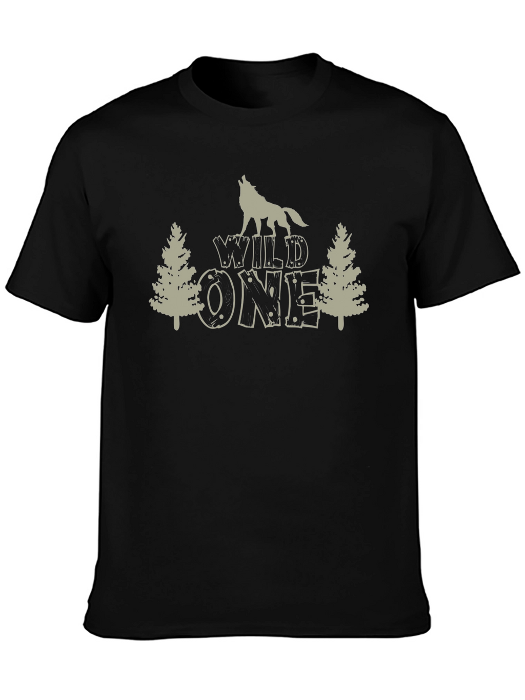 Wild One Wolf Graphic Tee - Black Cotton T-Shirt