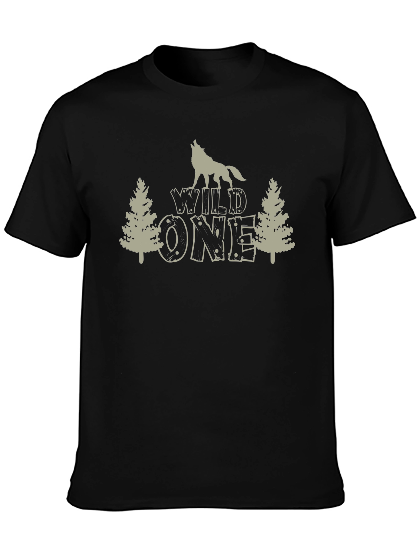 Wild One Wolf Graphic Tee - Black Cotton T-Shirt
