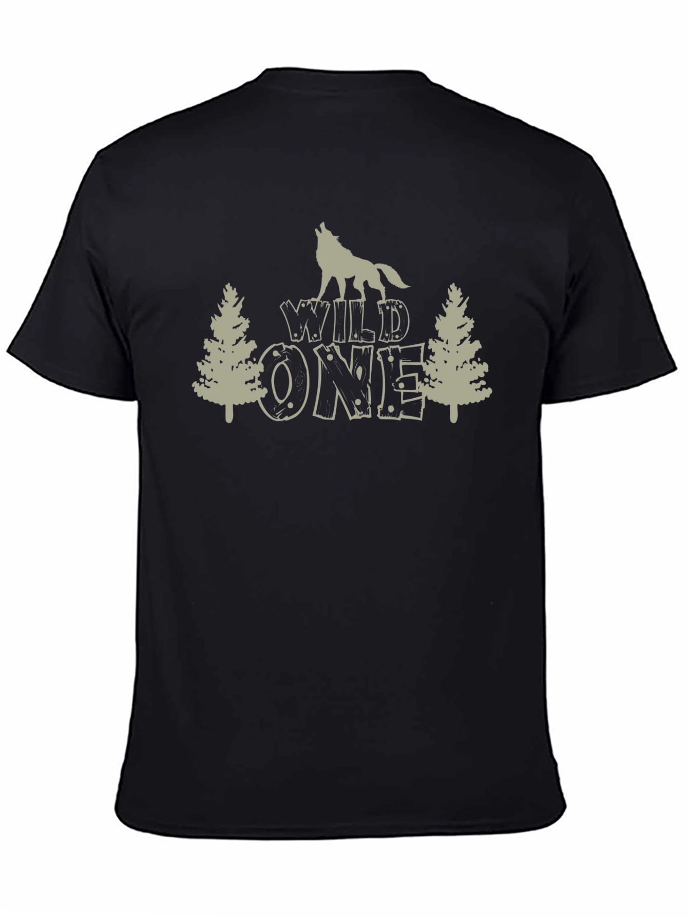 Wild One Wolf Graphic Tee - Black Cotton T-Shirt