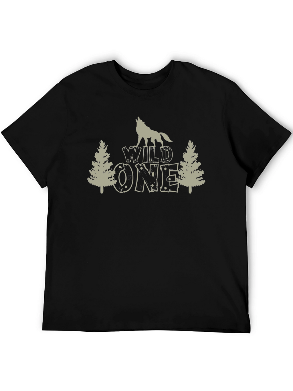Wild One Wolf Graphic Tee - Black Cotton T-Shirt
