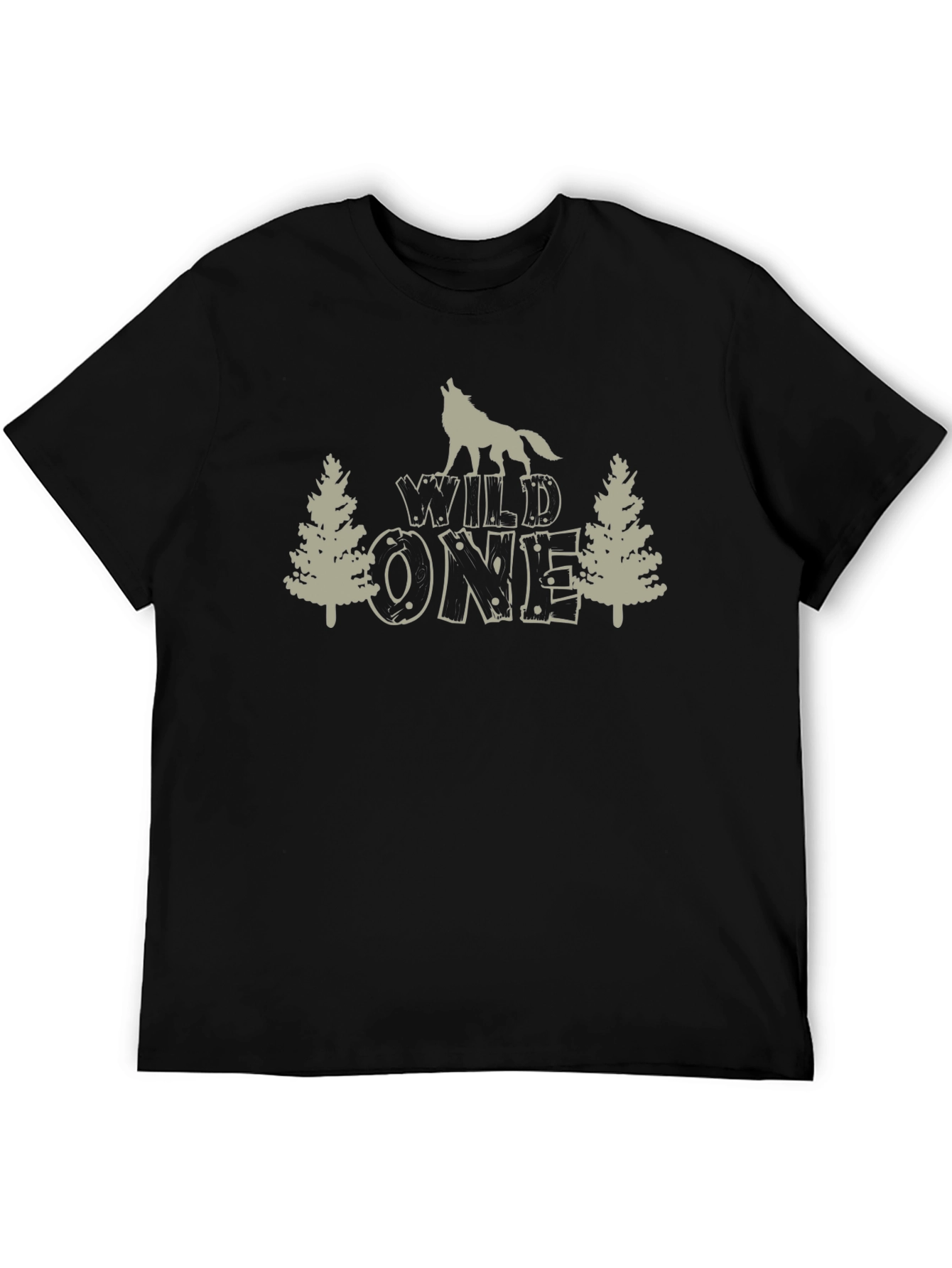 Wild One Wolf Graphic Tee - Black Cotton T-Shirt
