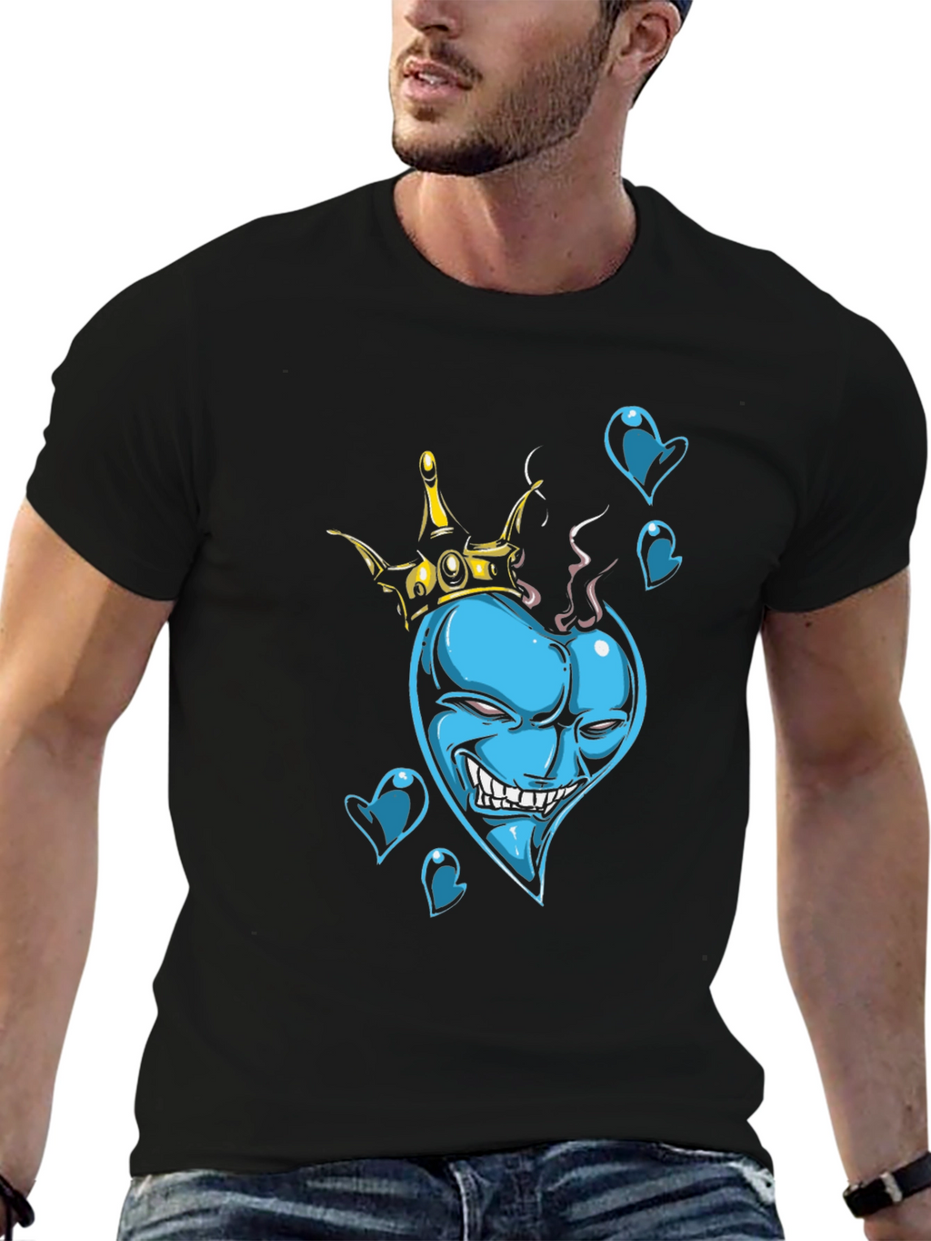 King of Hearts Graphic Black T-Shirt