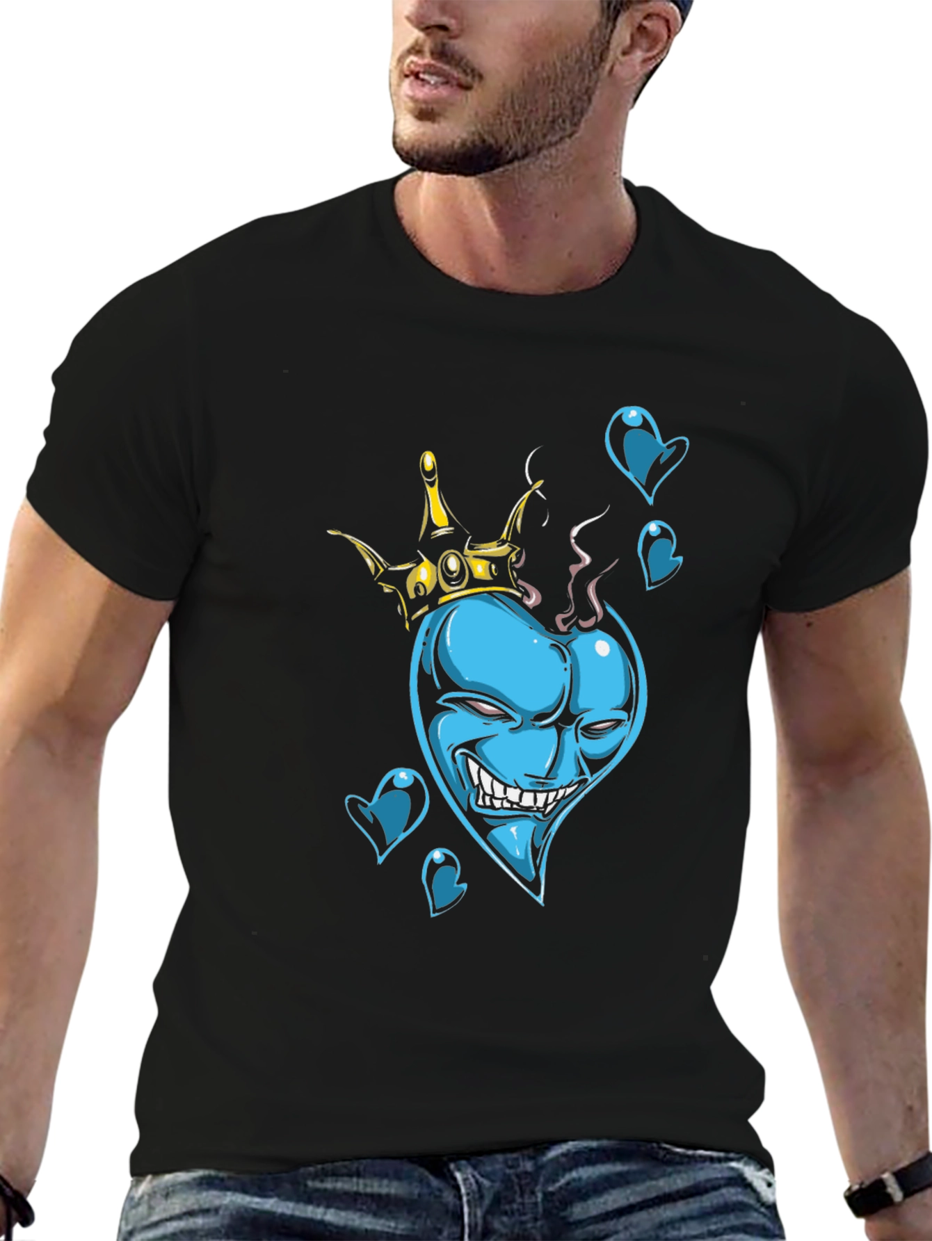 King of Hearts Graphic Black T-Shirt