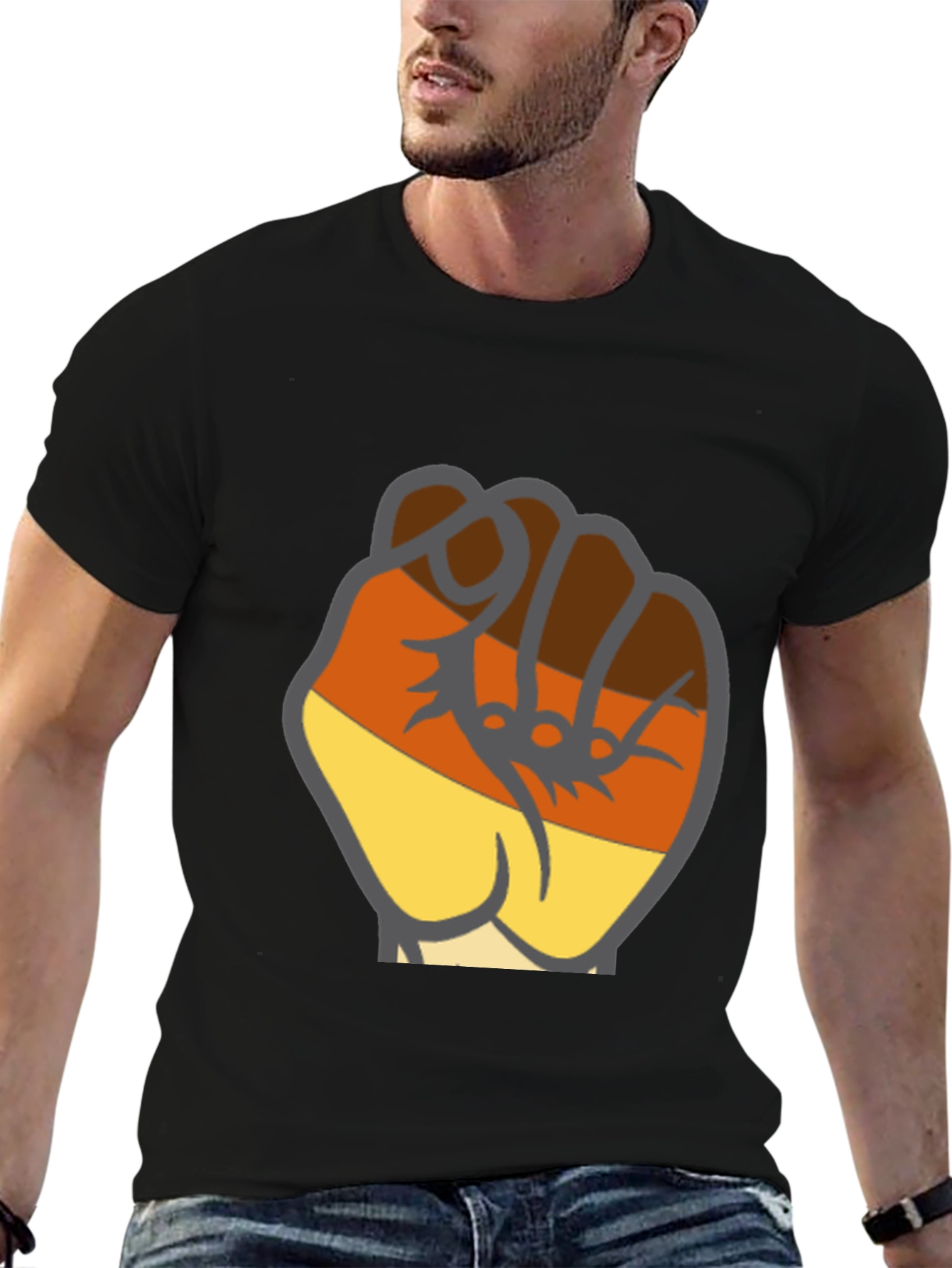 Black T-Shirt with Fist Graphic