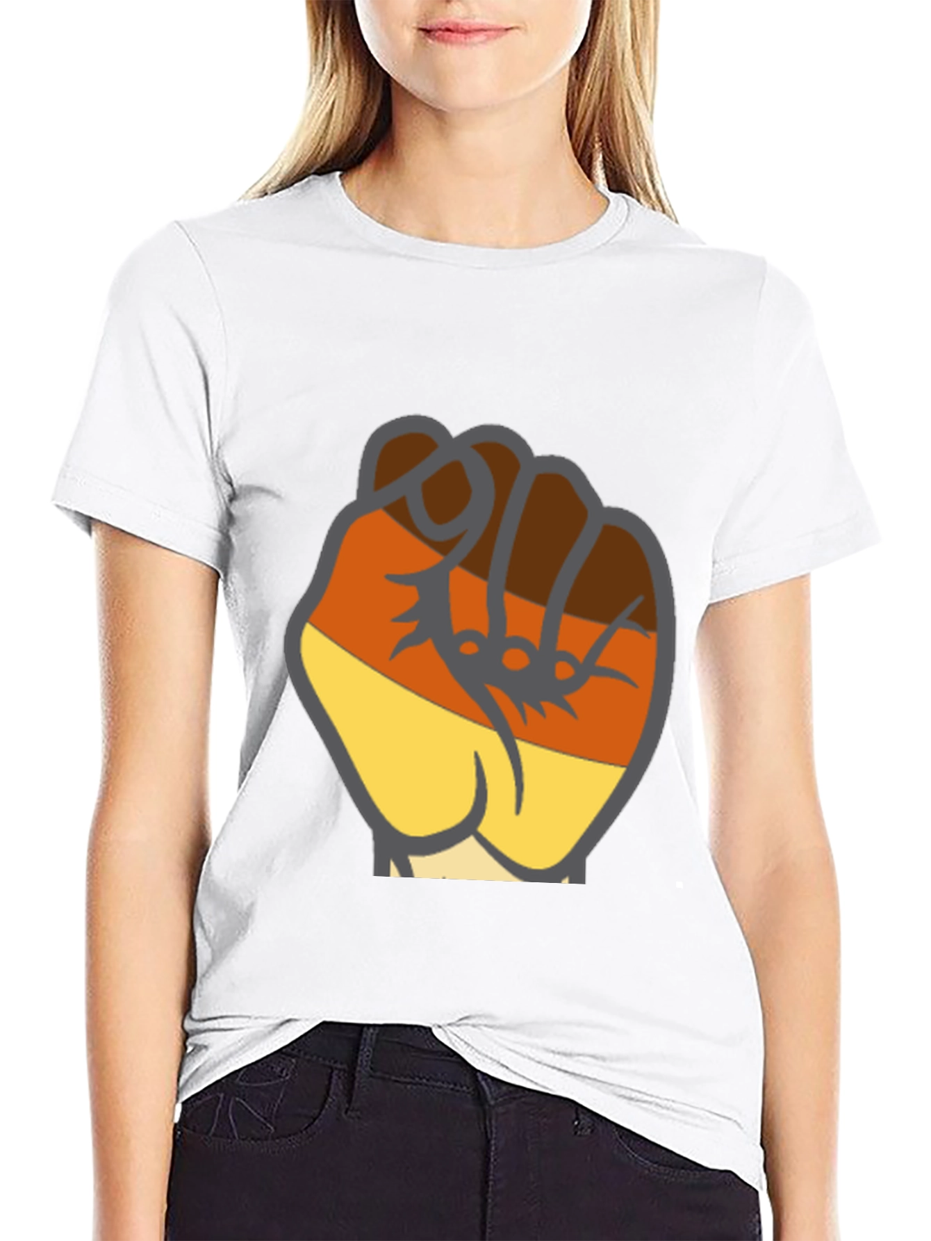 Black T-Shirt with Fist Graphic