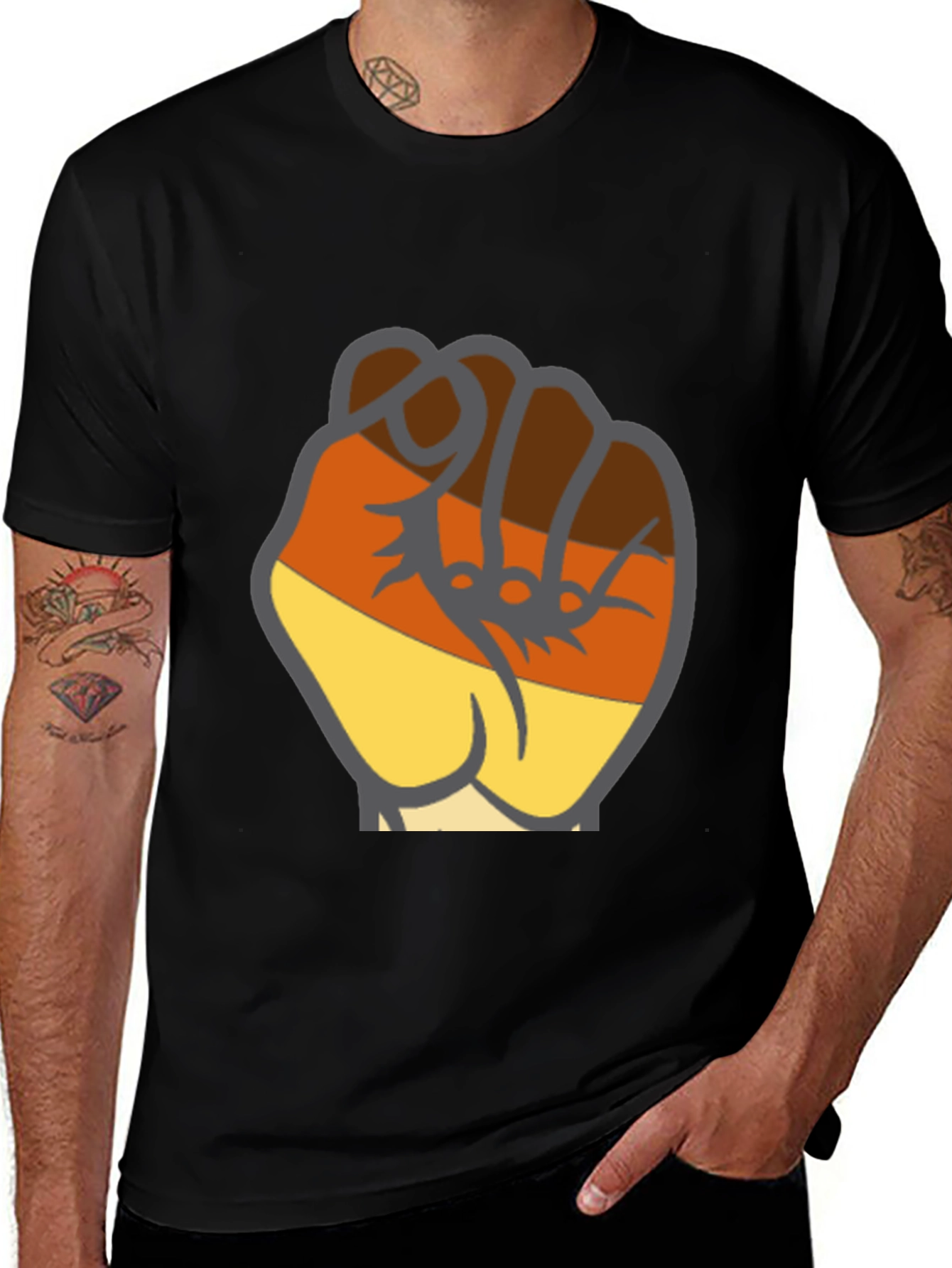 Black T-Shirt with Fist Graphic