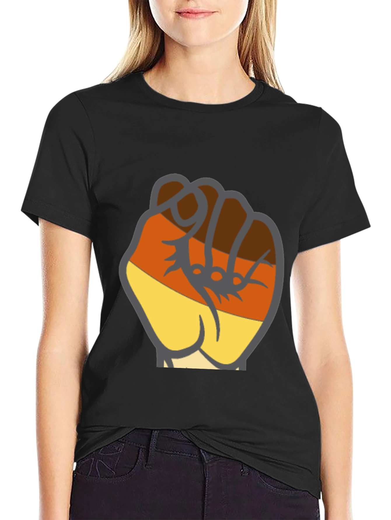Black T-Shirt with Fist Graphic