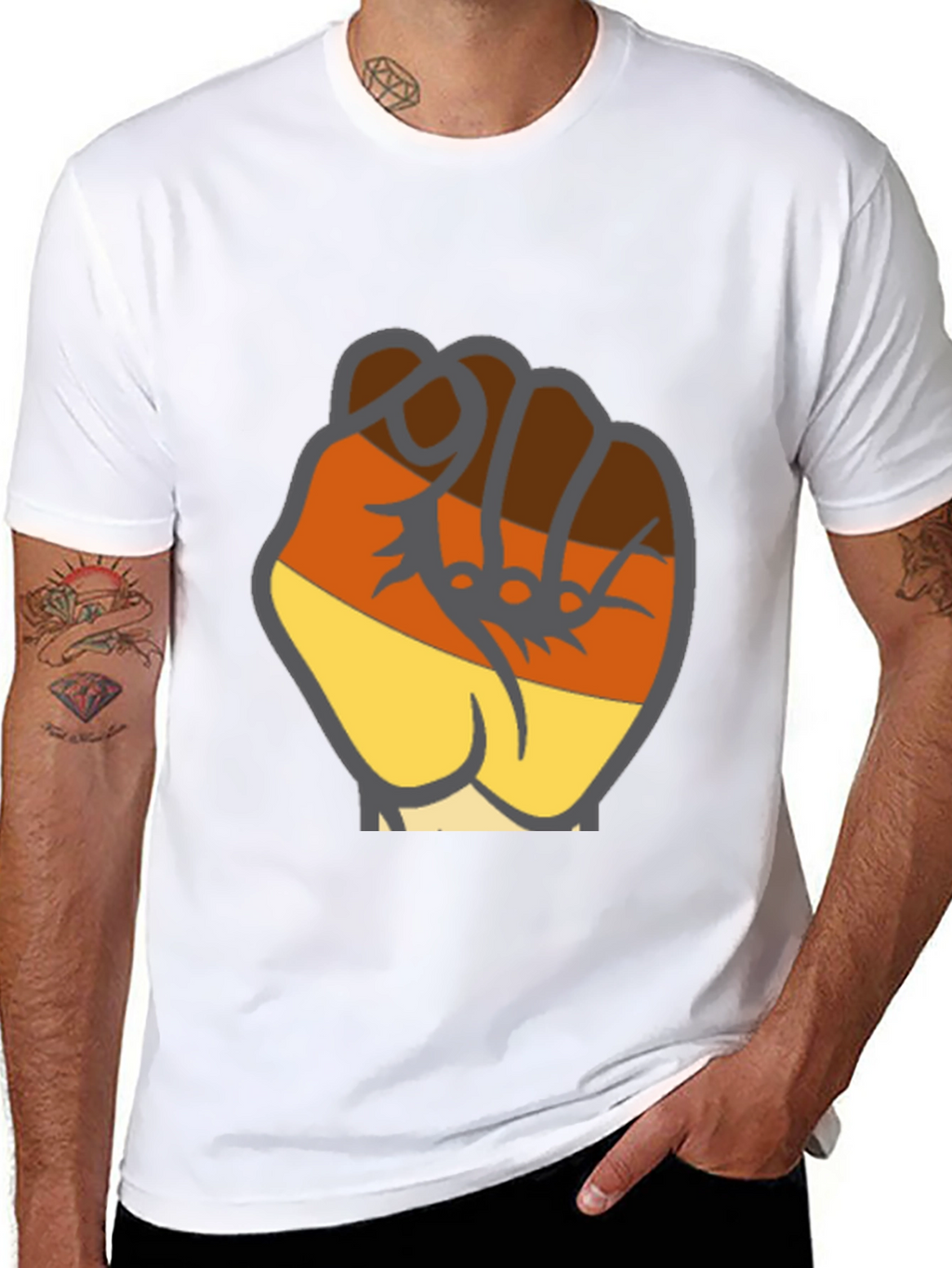 Black T-Shirt with Fist Graphic