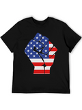 USA Flag Fist Graphic Tee - Patriotic Pride