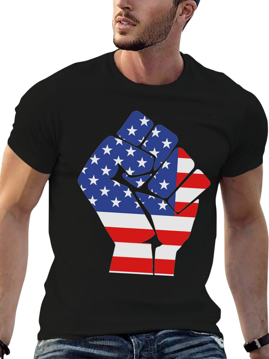 USA Flag Fist Graphic Tee - Patriotic Pride
