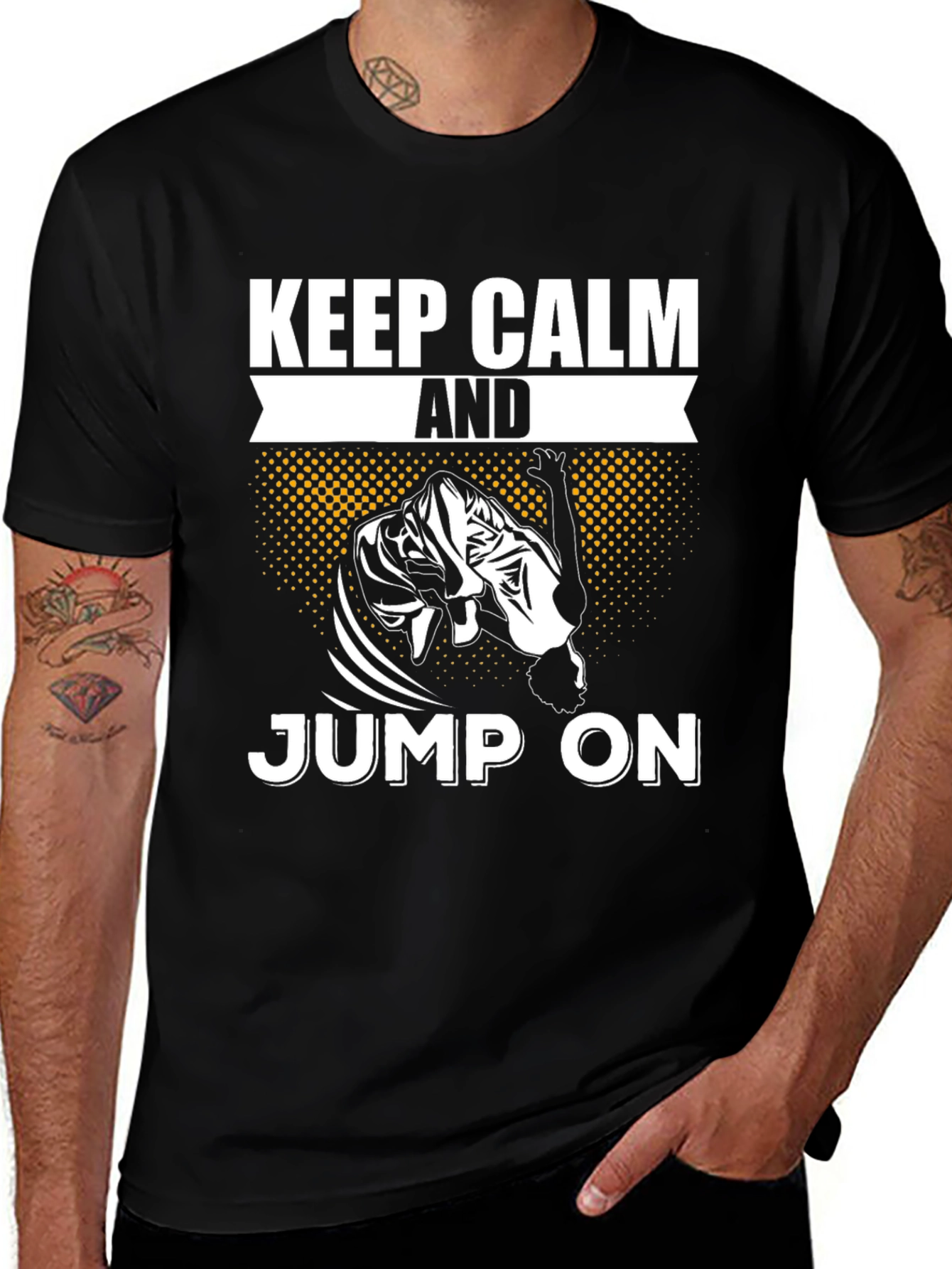 Keep Calm And Jump On Black T-Shirt