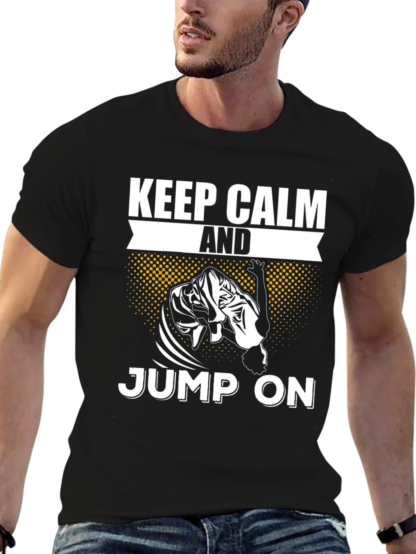 Keep Calm And Jump On Black T-Shirt