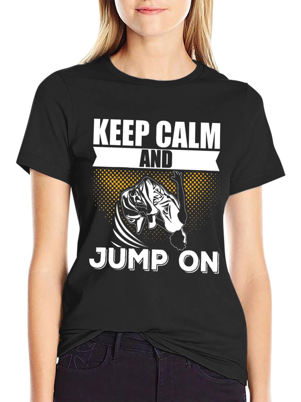 Keep Calm And Jump On Black T-Shirt