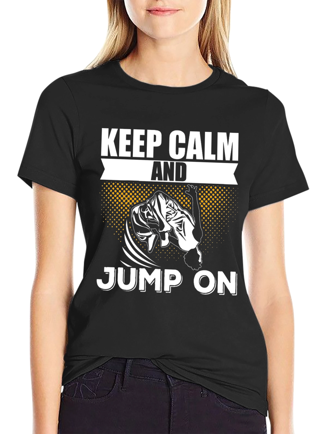 Keep Calm And Jump On Black T-Shirt