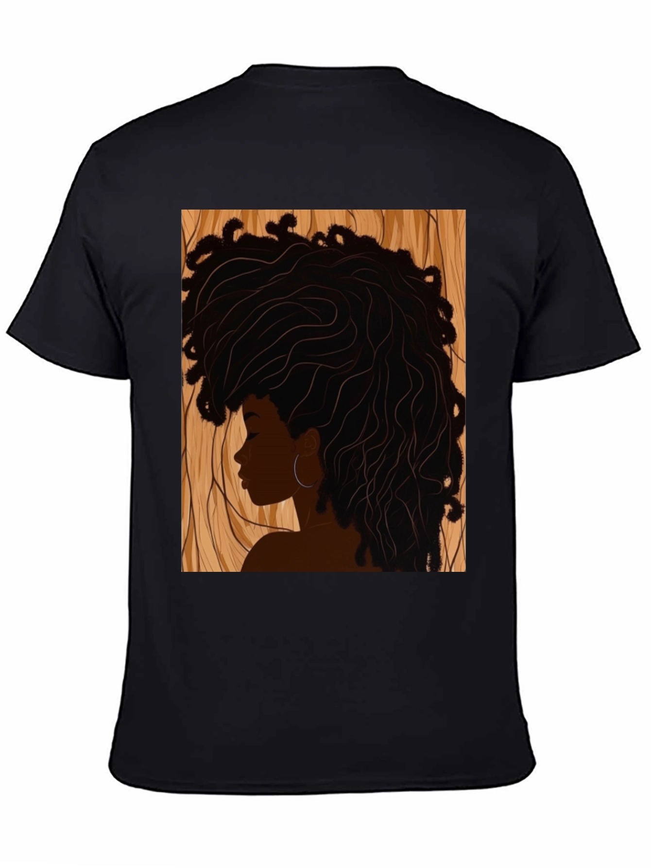 Afro Woman Graphic Print Black T-Shirt
