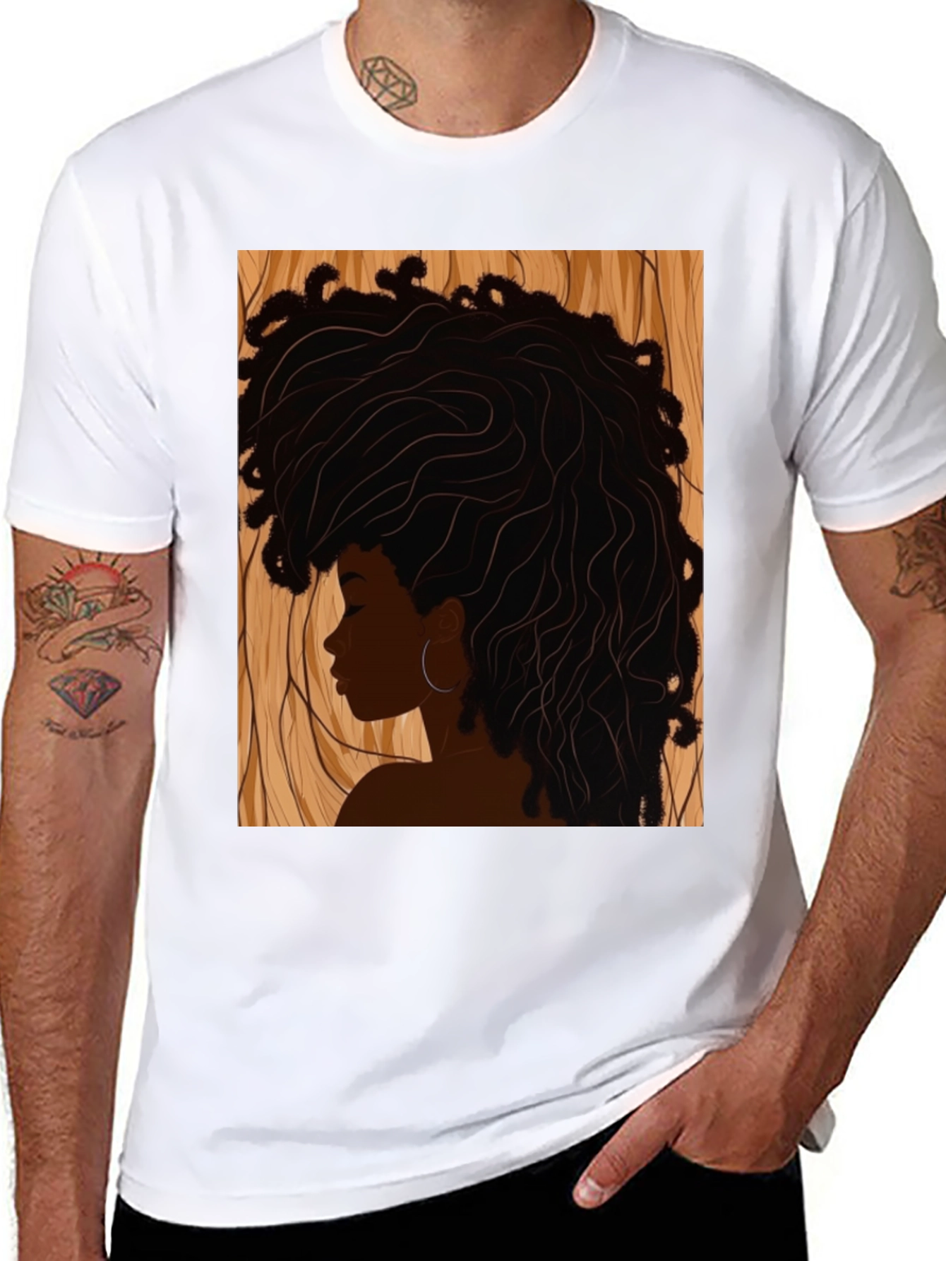 Afro Woman Graphic Print Black T-Shirt