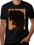 Afro Woman Graphic Print Black T-Shirt