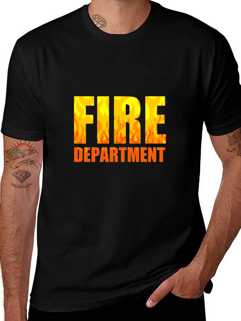 Fire Department Black Graphic T-Shirt