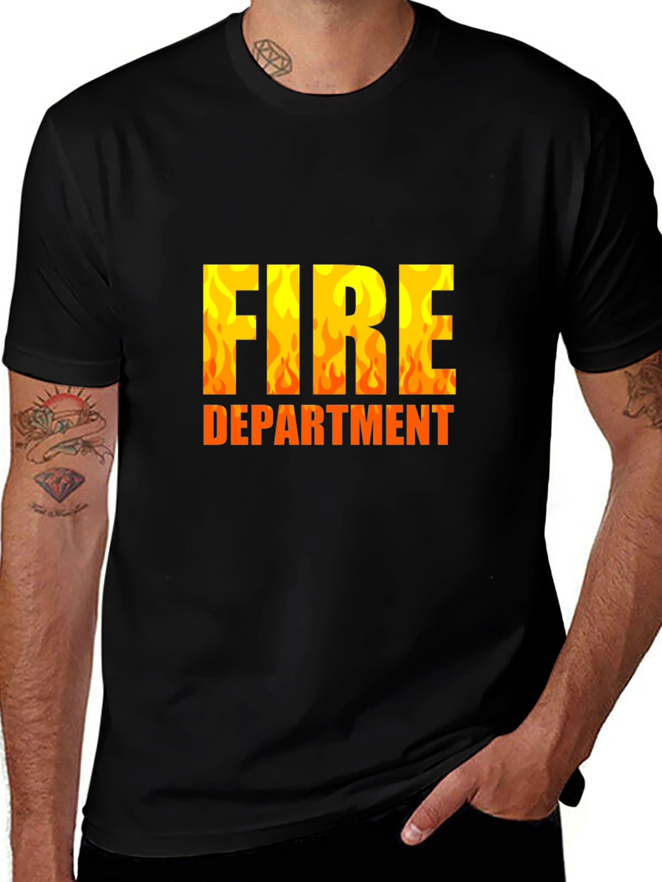 Fire Department Black Graphic T-Shirt