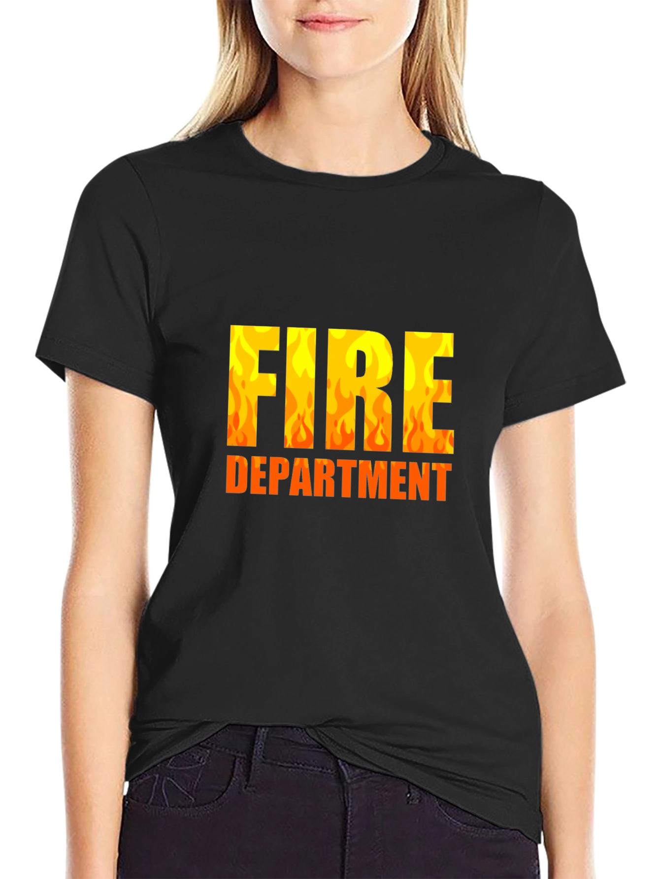 Fire Department Black Graphic T-Shirt