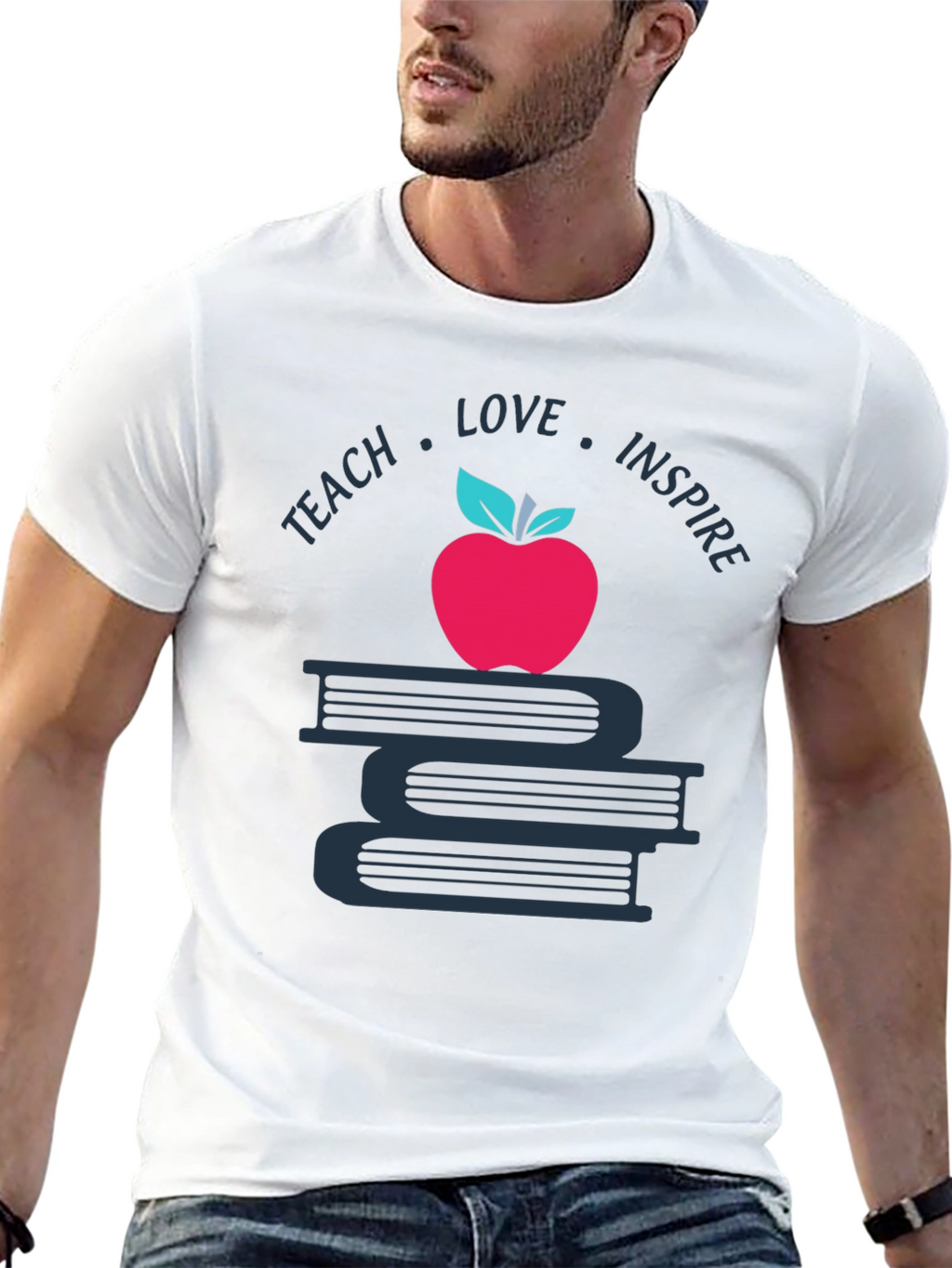 Teach Love Inspire T-Shirt Apple Book Graphic