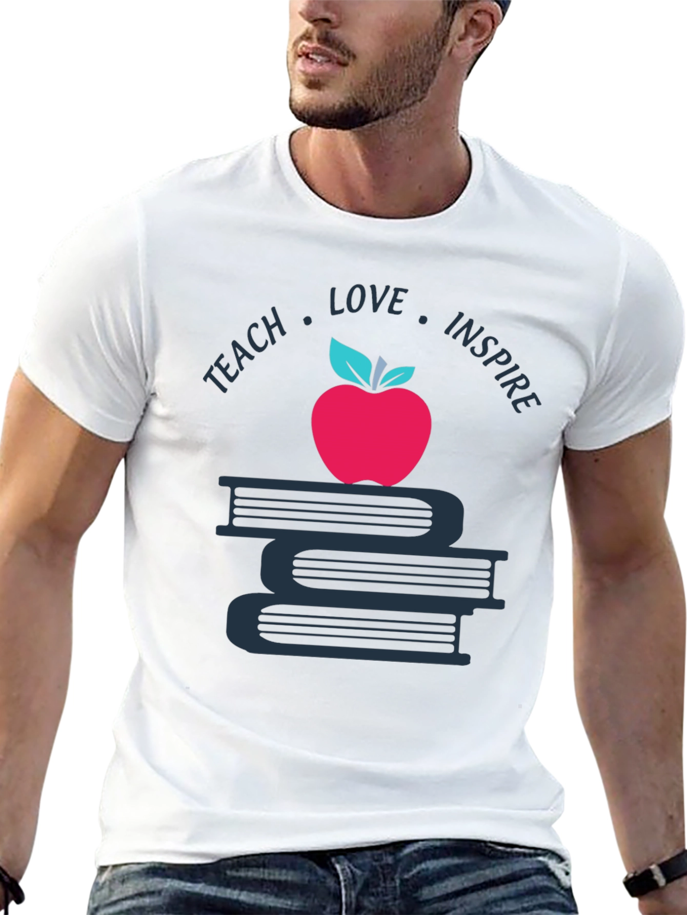Teach Love Inspire T-Shirt Apple Book Graphic