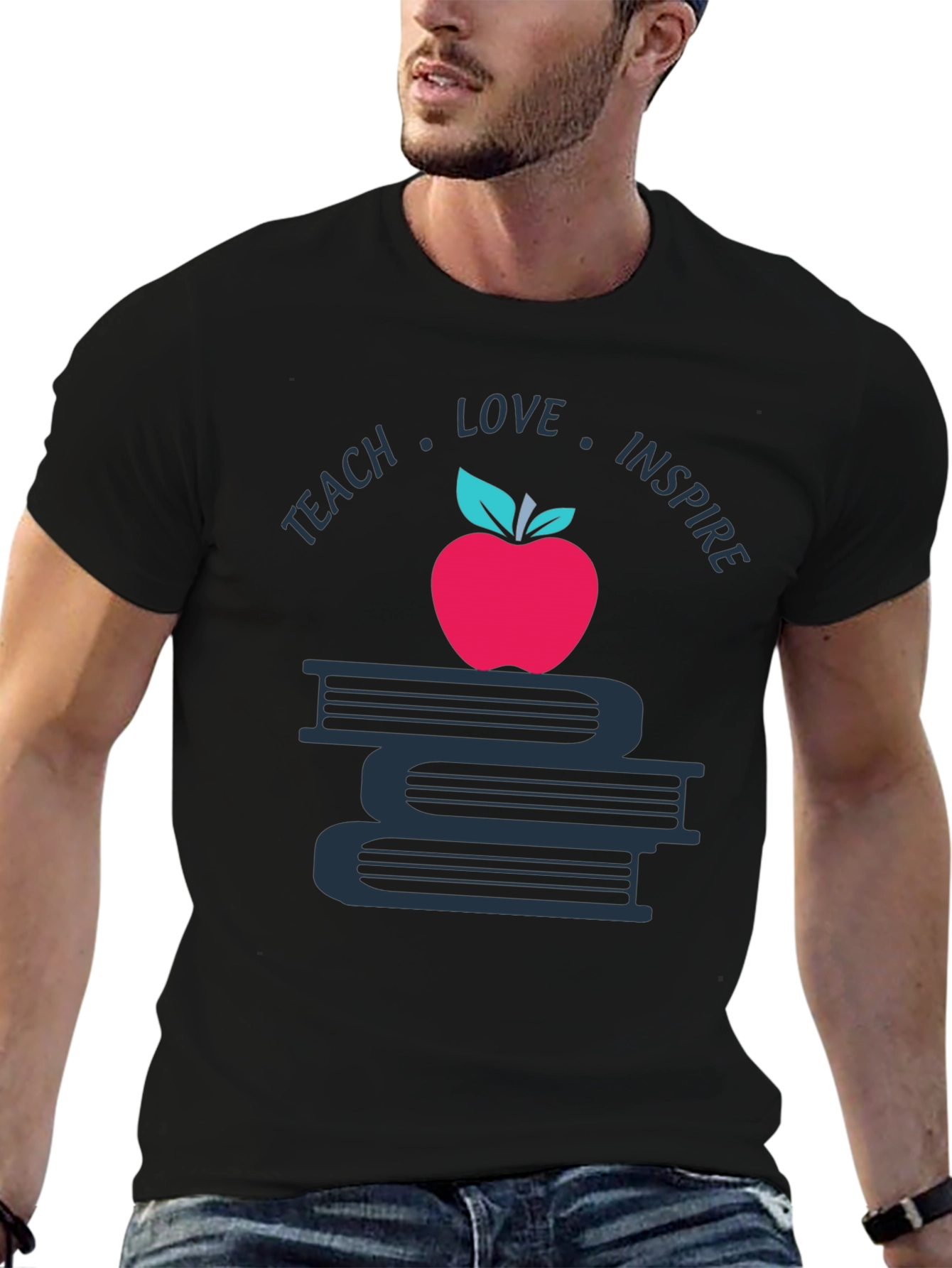 Teach Love Inspire T-Shirt Apple Book Graphic