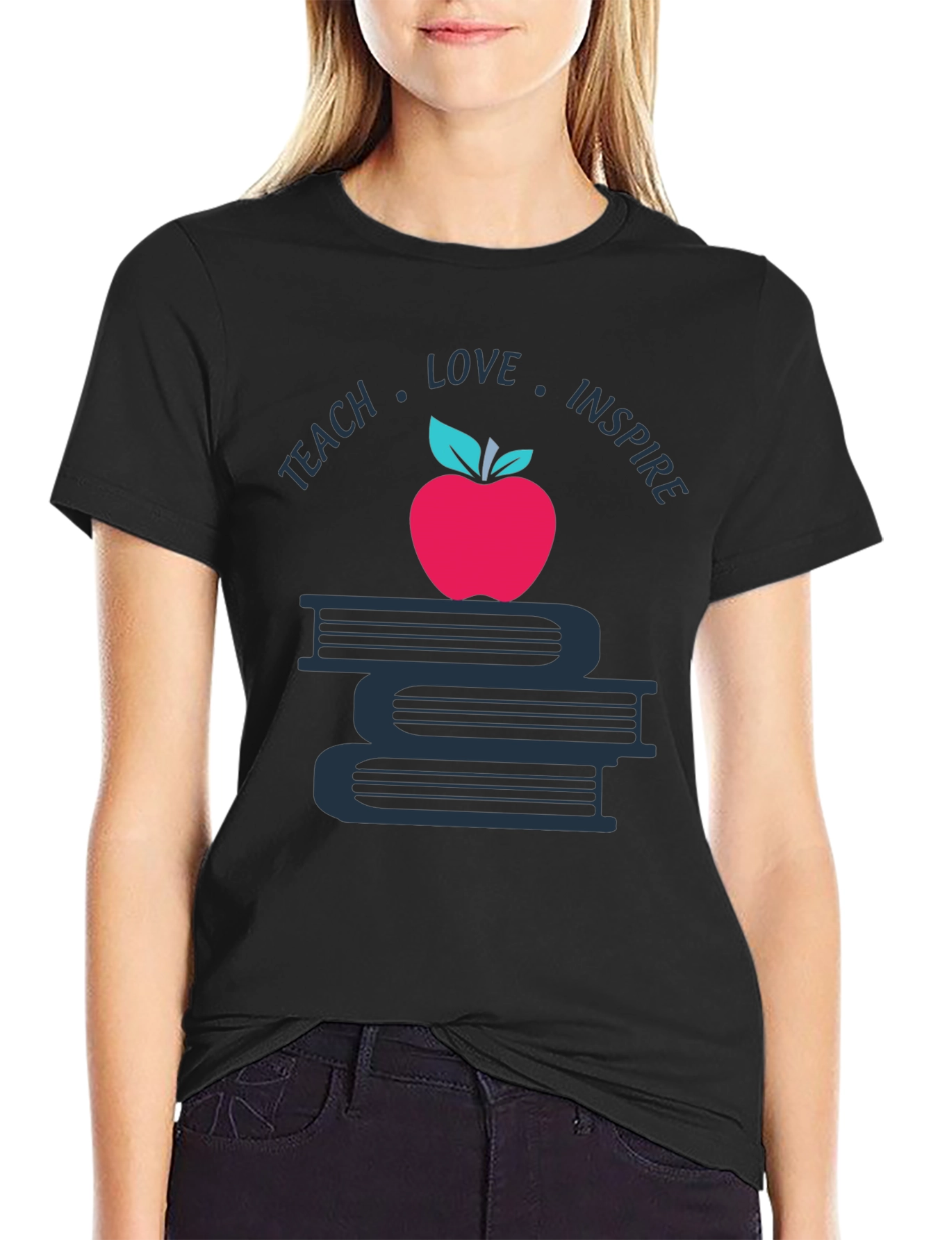 Teach Love Inspire T-Shirt Apple Book Graphic