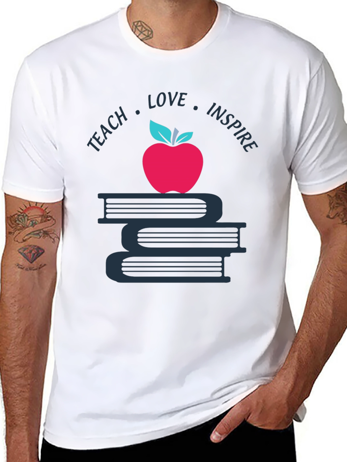Teach Love Inspire T-Shirt Apple Book Graphic