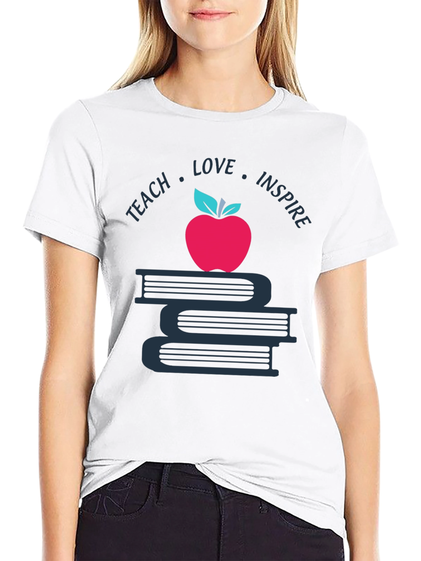 Teach Love Inspire T-Shirt Apple Book Graphic