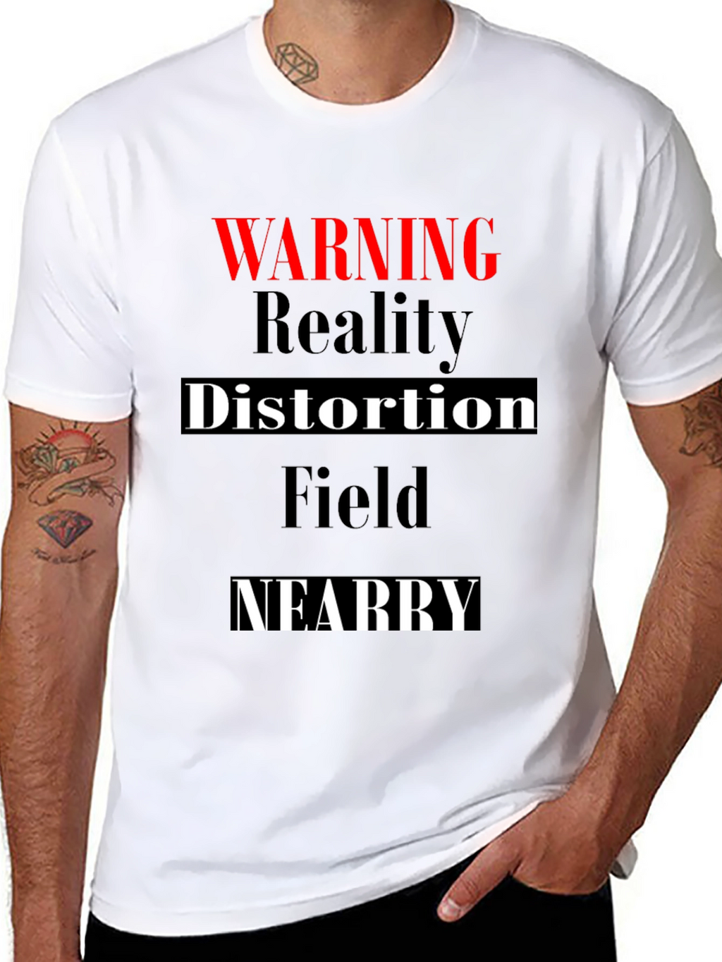 Warning Reality Distortion Field Mens T-Shirt