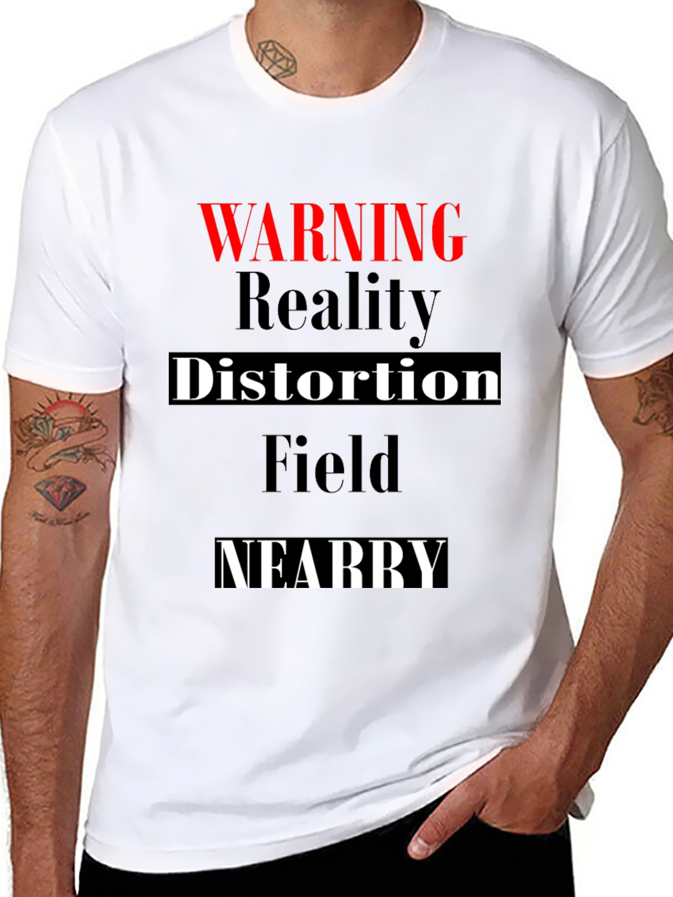 Warning Reality Distortion Field Mens T-Shirt
