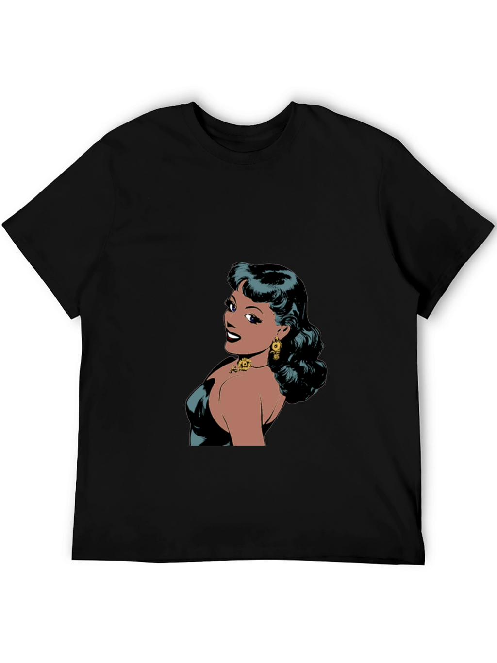 Retro Comic Woman Graphic T-Shirt - Black