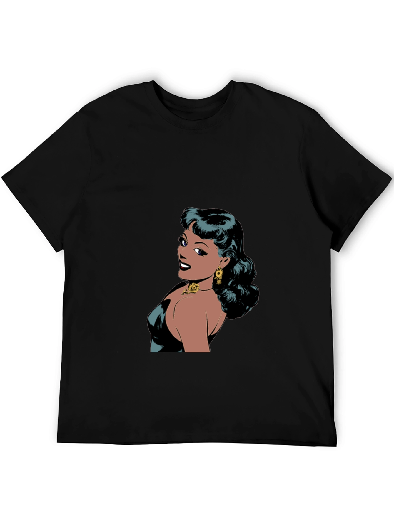 Retro Comic Woman Graphic T-Shirt - Black