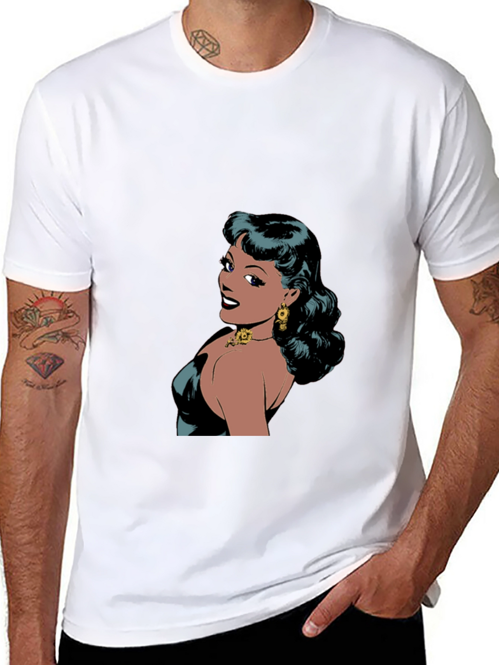 Retro Comic Woman Graphic T-Shirt - Black