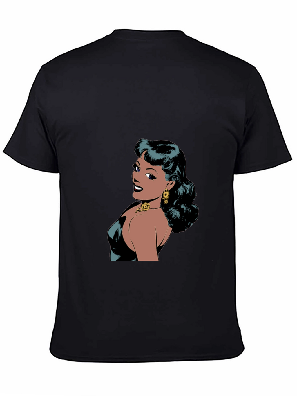 Retro Comic Woman Graphic T-Shirt - Black