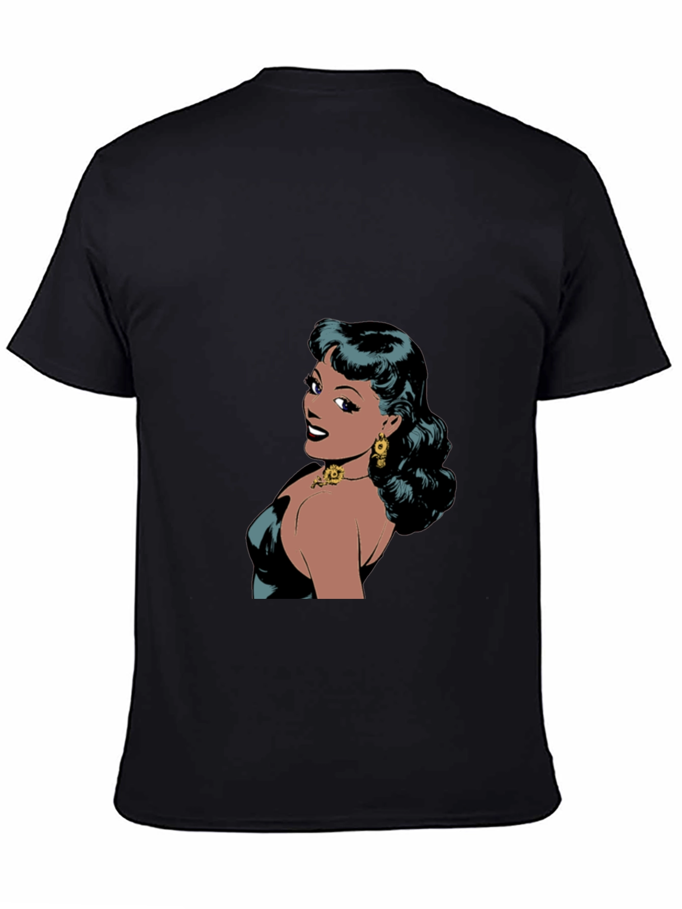 Retro Comic Woman Graphic T-Shirt - Black