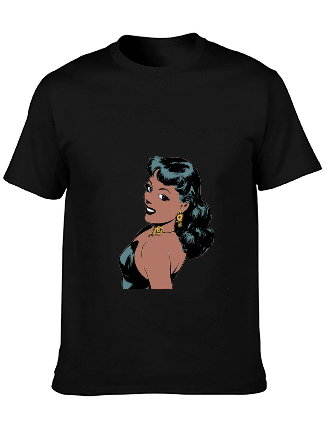Retro Comic Woman Graphic T-Shirt - Black