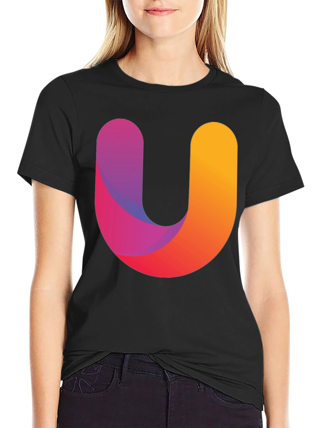 Gradient U Graphic Black T-Shirt