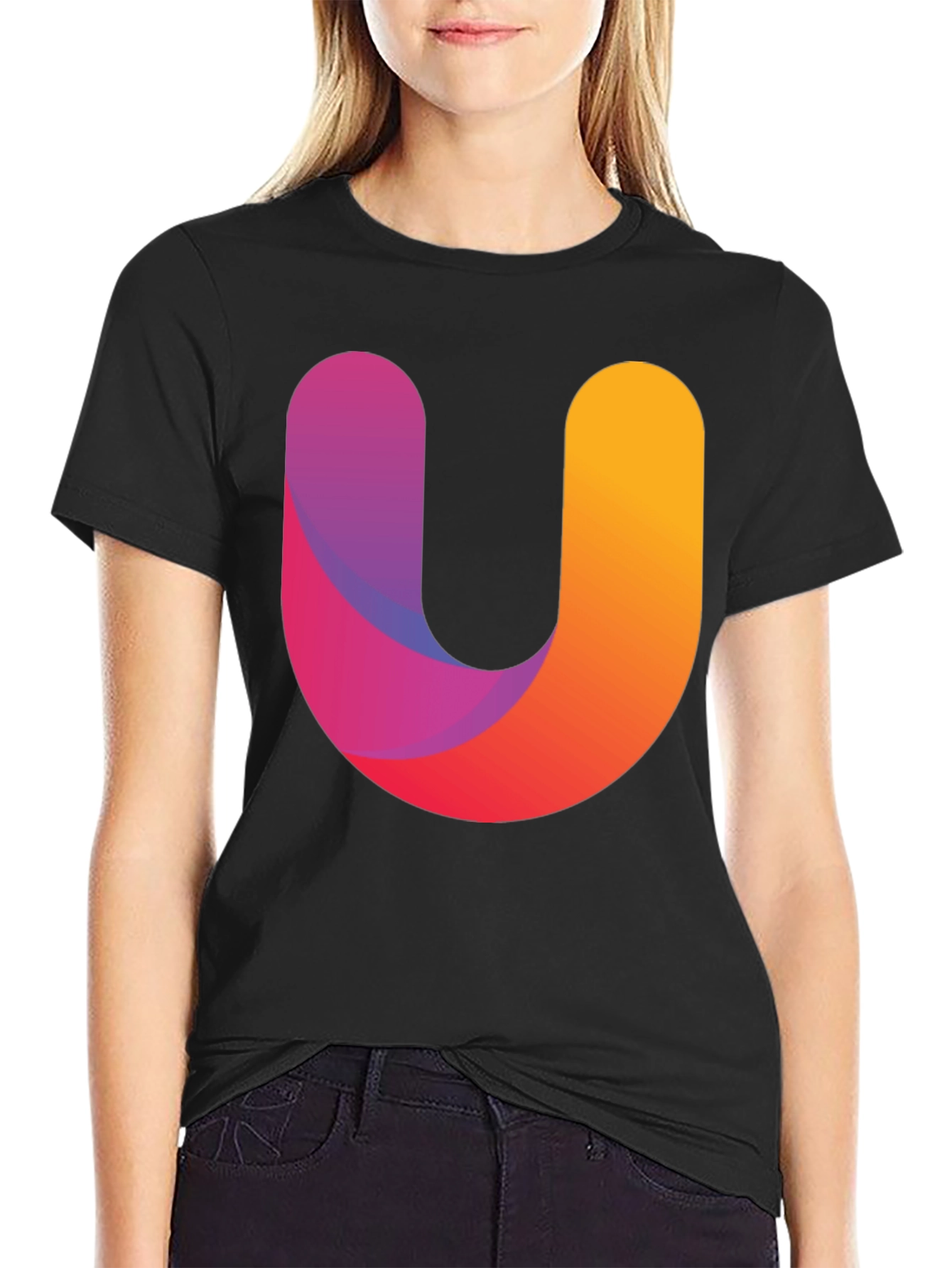 Gradient U Graphic Black T-Shirt