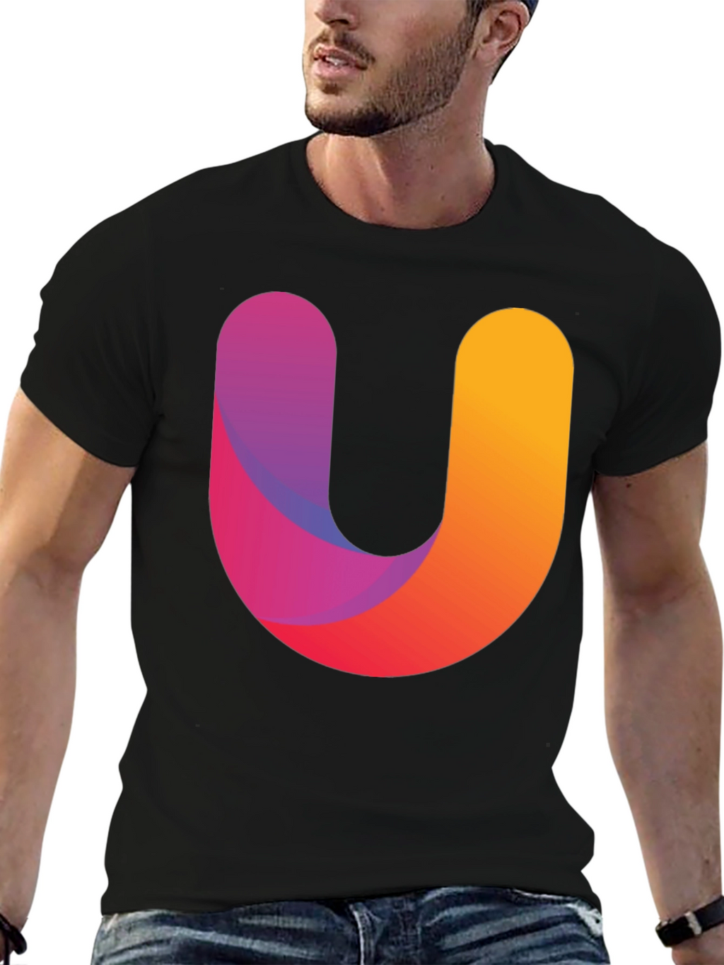 Gradient U Graphic Black T-Shirt