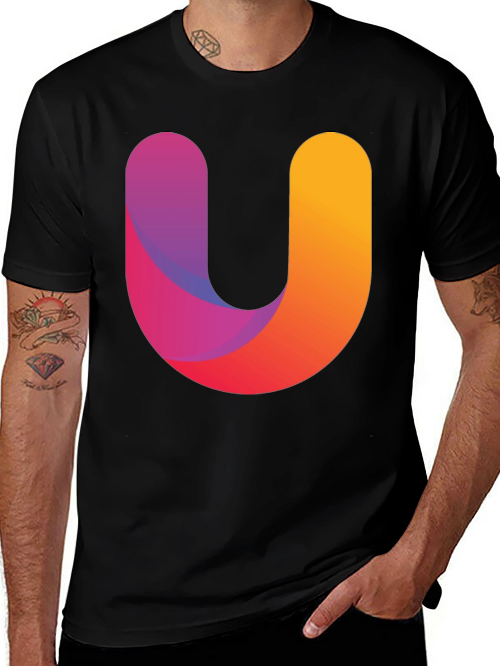 Gradient U Graphic Black T-Shirt