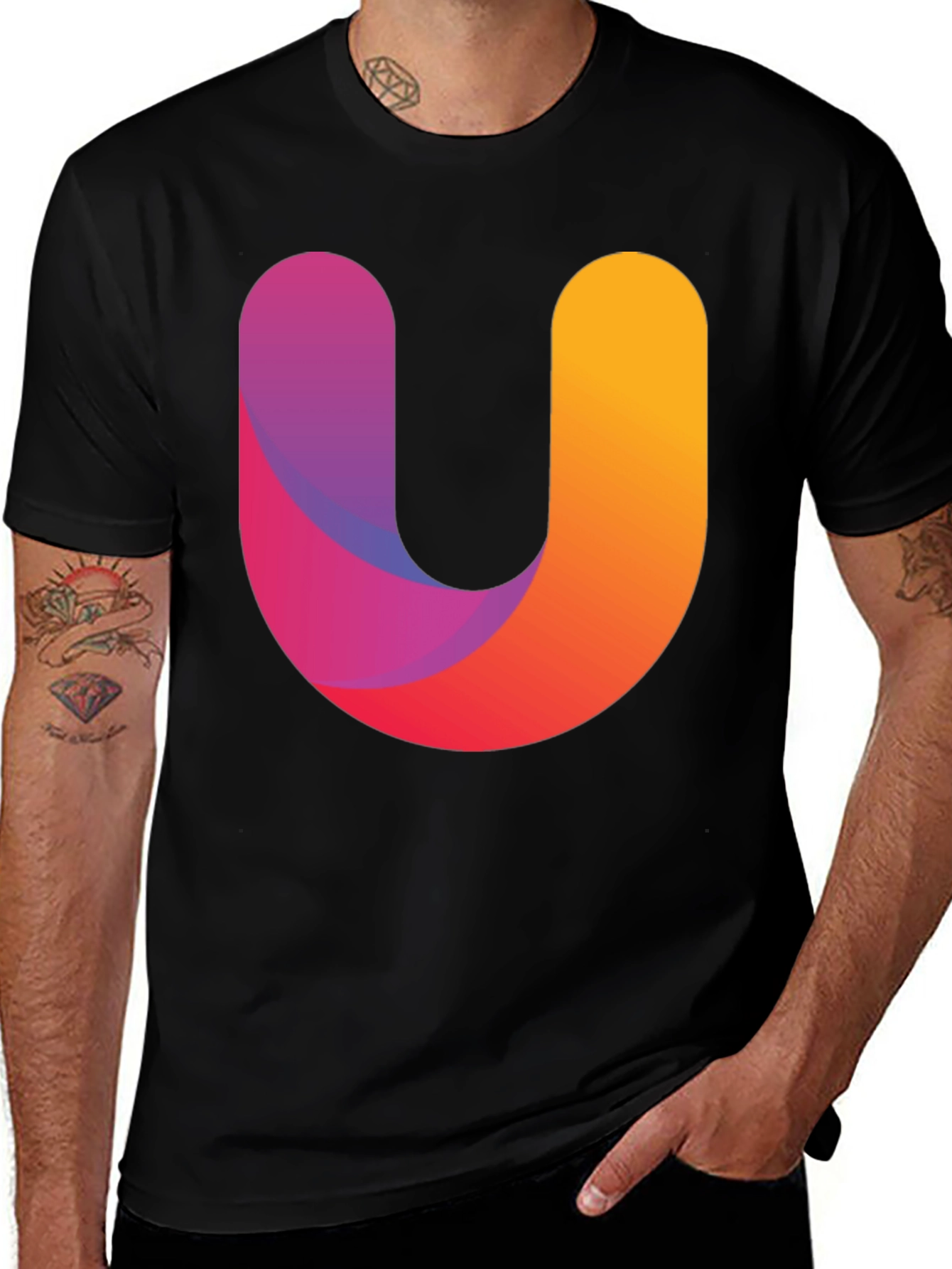 Gradient U Graphic Black T-Shirt