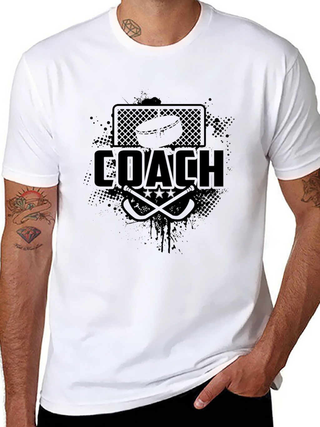 Hockey Coach Graphic Print T-Shirt - Black