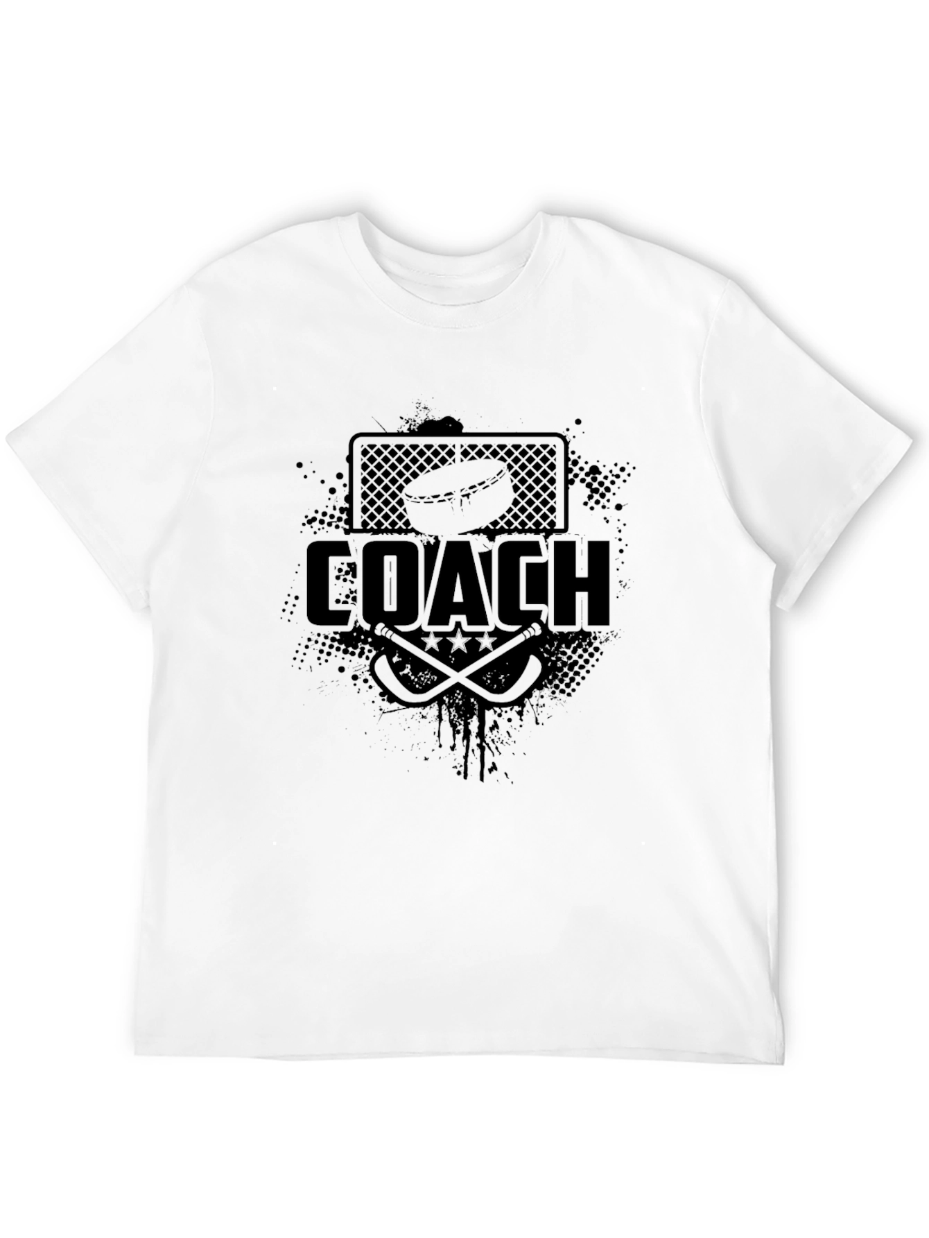 Hockey Coach Graphic Print T-Shirt - Black