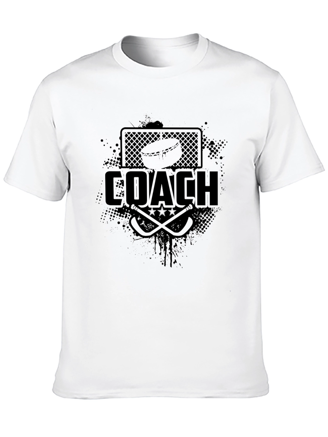 Hockey Coach Graphic Print T-Shirt - Black