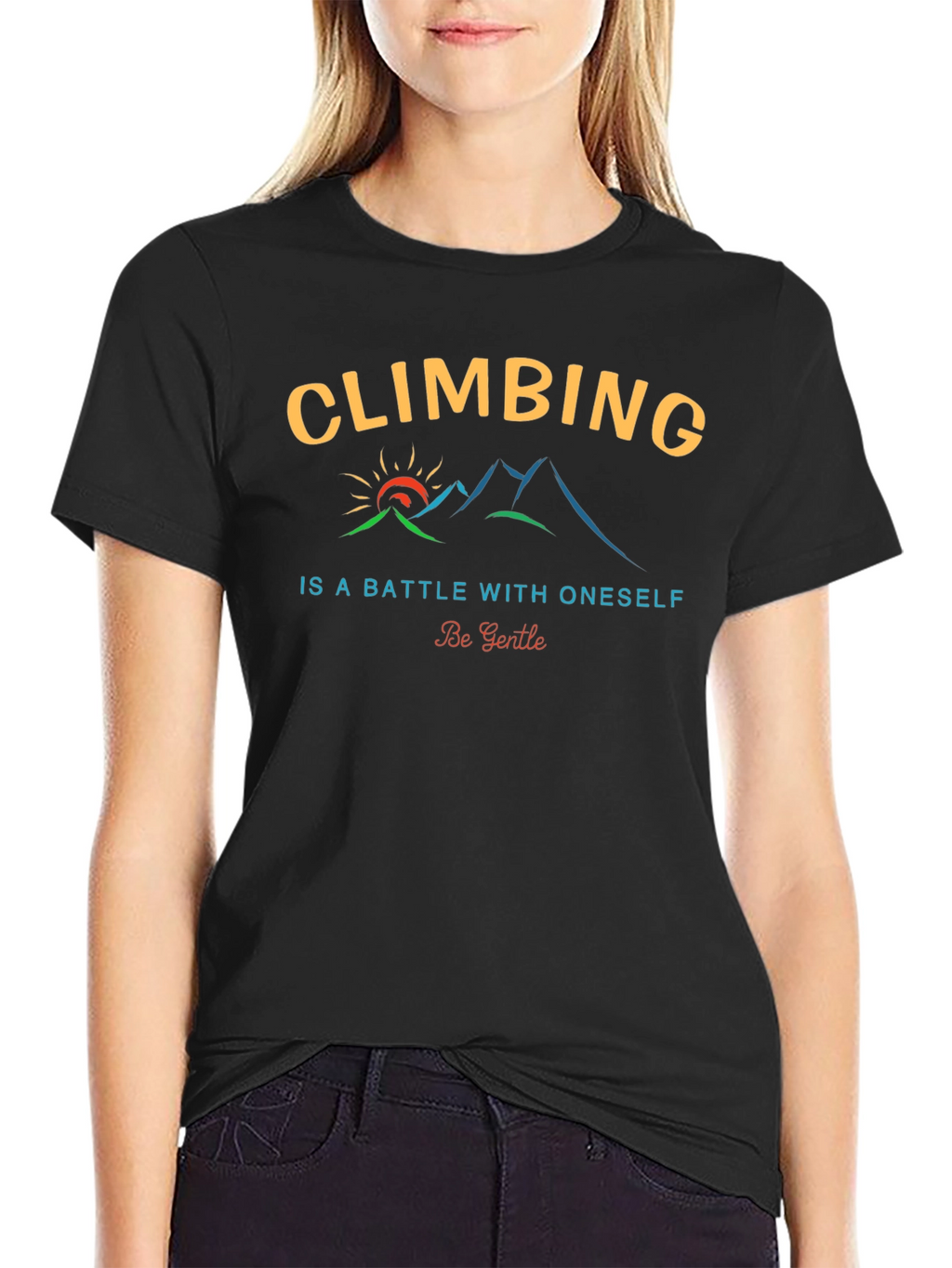 Climbing Motivational Graphic Tee - Black