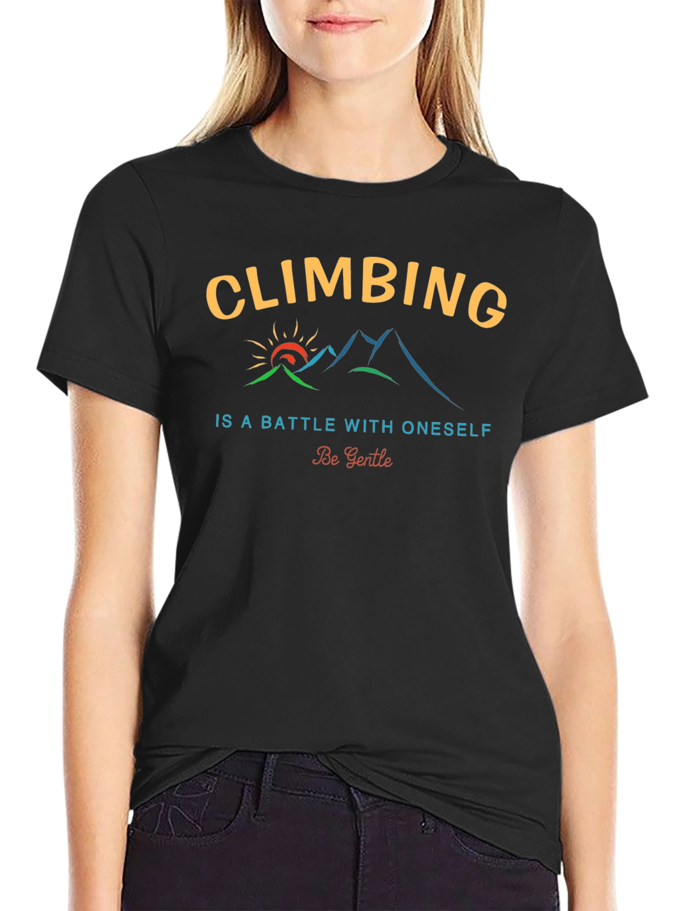 Climbing Motivational Graphic Tee - Black